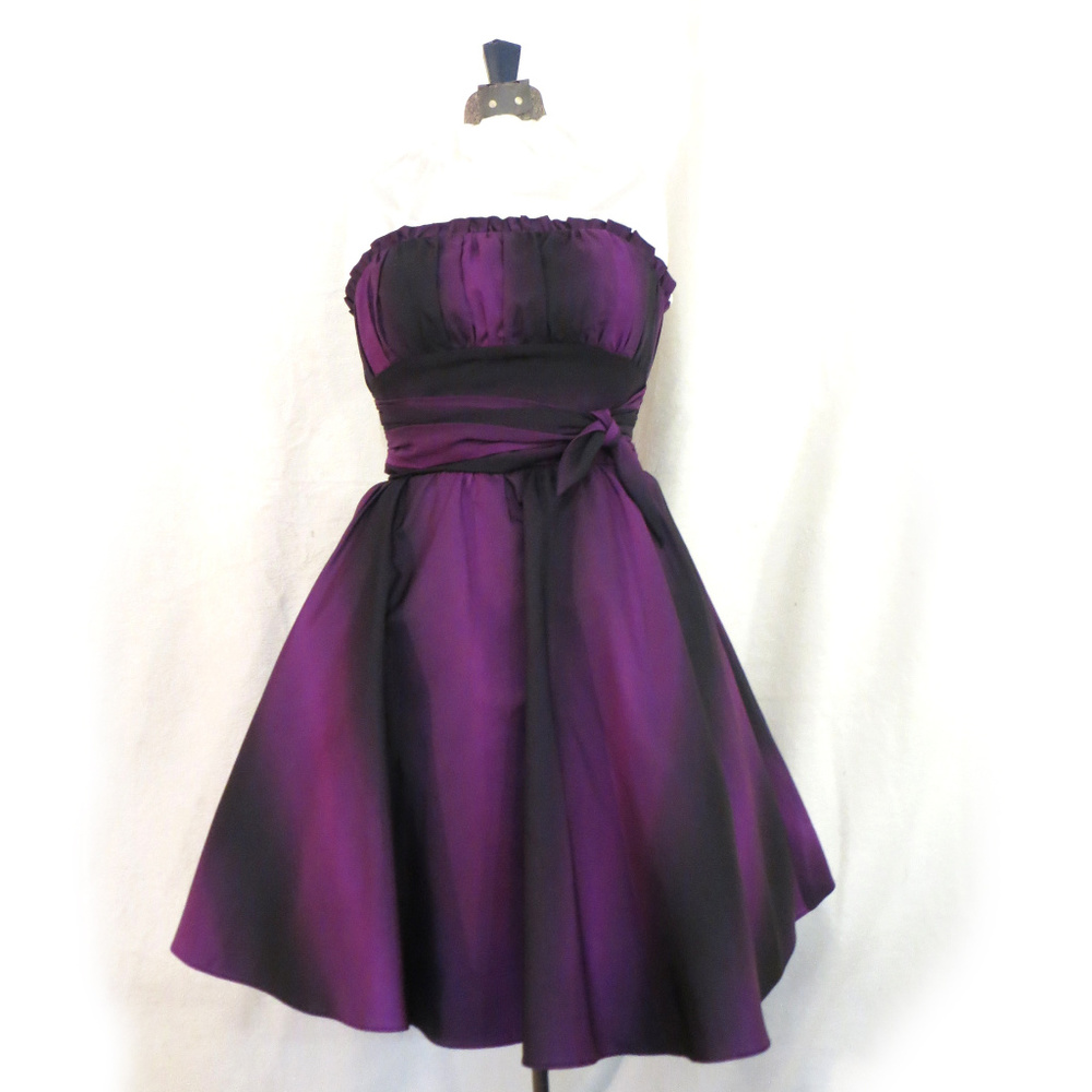 Betsy Johnson Black & Purple Silk Party Dress